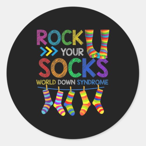 World Down Syndrome Day  Rock Your Socks Awareness Classic Round Sticker
