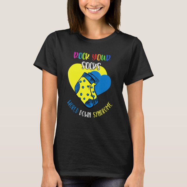 World Down Syndrome Day Rock Your Socks Awareness  T-Shirt (Front)