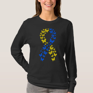 World Down Syndrome Day T21 Butterfly Ribbon Kids  T-Shirt