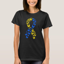World Down Syndrome Day T21 Butterfly Ribbon Kids  T-Shirt