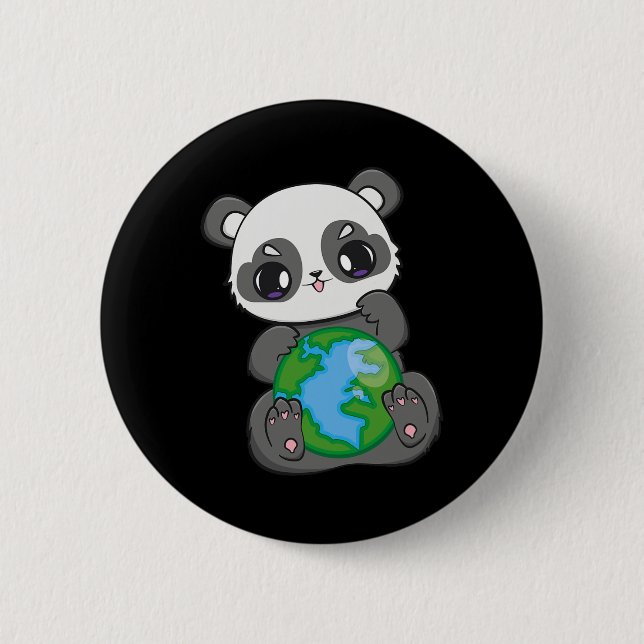 World Earth Day Earthday Panda  Button (Front)