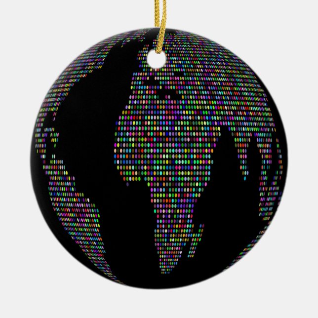 world earth planet globe map ceramic ornament (Front)