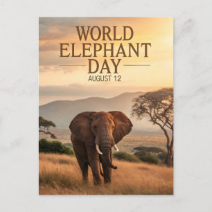 World Elephant Day African Savanna Art Postcard
