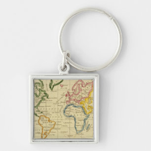 World engraved map keychain