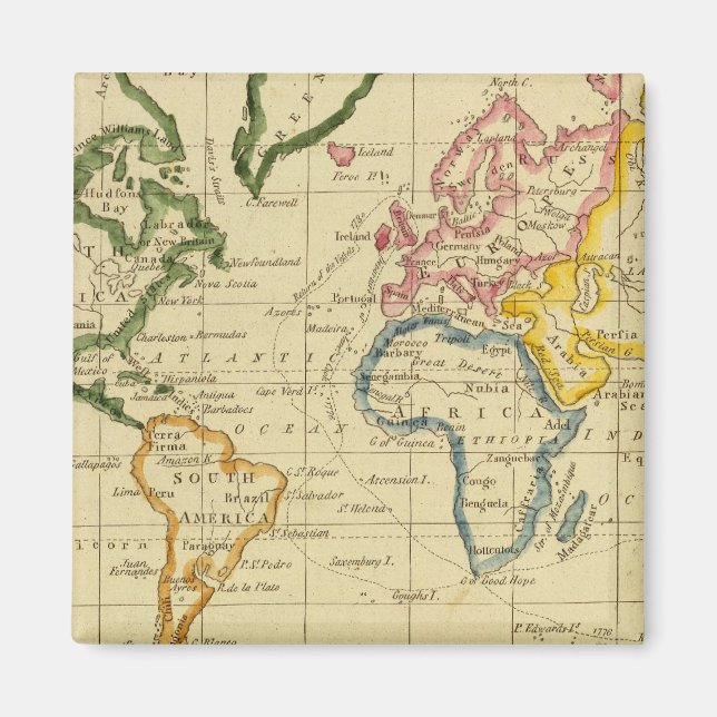 World engraved map magnet (Front)