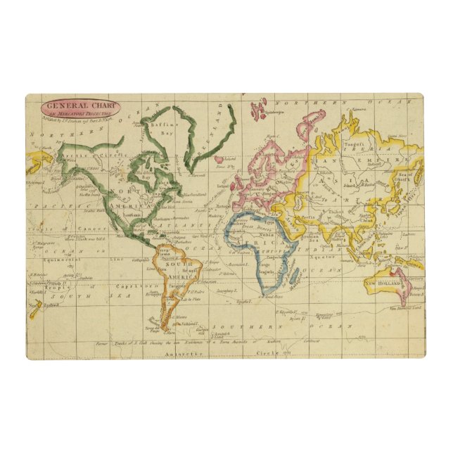 World engraved map placemat (Front)