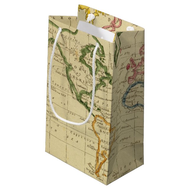 World engraved map small gift bag (Back Angled)
