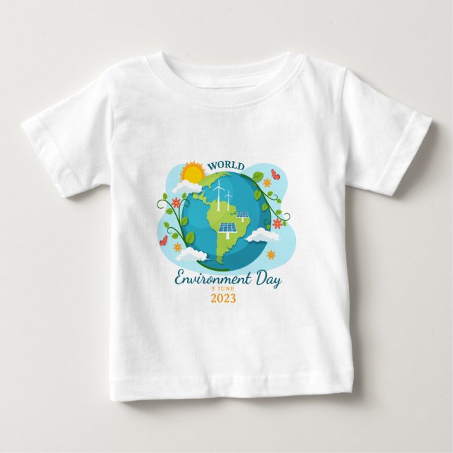 World Environment Day 2023 Custom Text Planet Baby T-Shirt (Front)