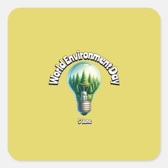 World Environment Day. 5 June Square Sticker (Front)