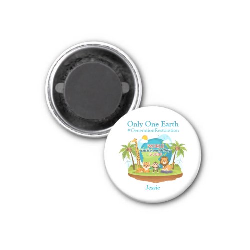 World Environment Day Custom Text Jungle Animals Magnet