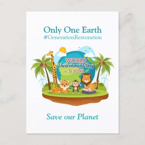World Environment Day Custom Text Jungle Animals Postcard