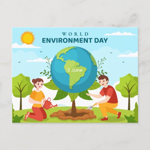  World Environment Day Custom Text Planet Trees Postcard