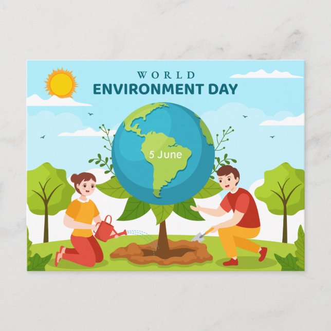  World Environment Day Custom Text Planet Trees Postcard (Front)