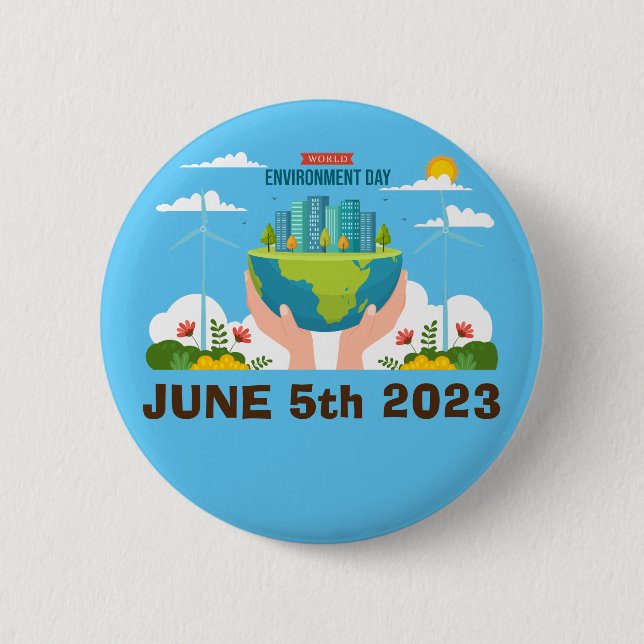 World Environment Day customizable custom Button (Front)