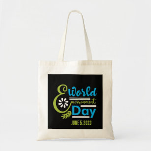 World Environment Day Green Blue White Custom text Tote Bag