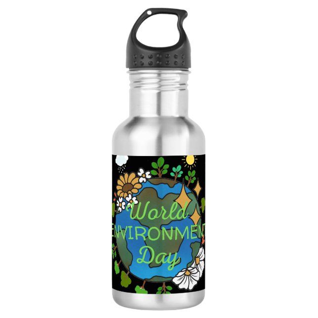 World Environment Day Stainless Steel Water Bottle (Front)