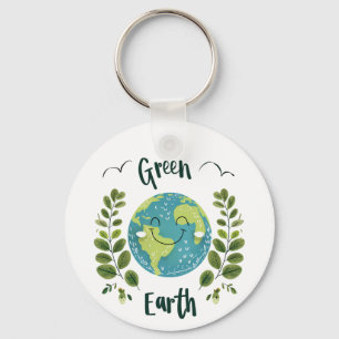 World Environment - Smiling Earth with Green Earth Keychain