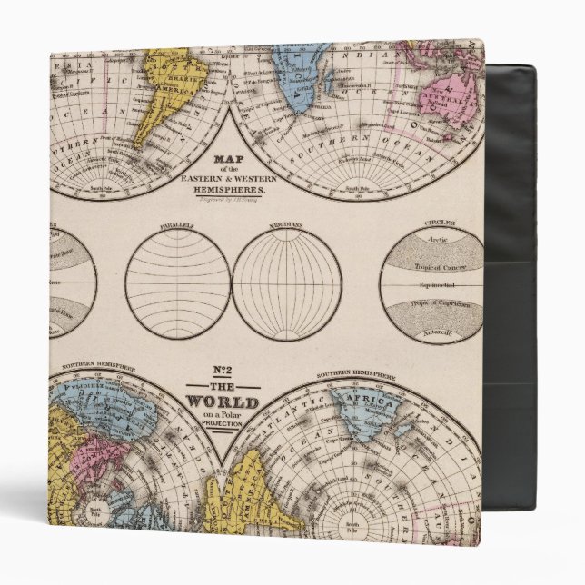 World Equatorial Projection and Polar Projection Binder (Front/Inside)