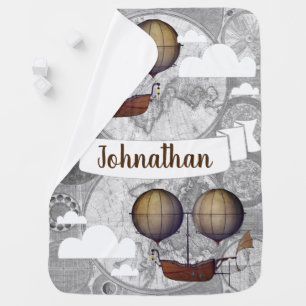 World Explorer Airship Dirigibles- Personalized Baby Blanket