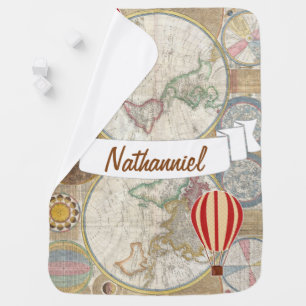 World Explorer Hot Air Balloons - Personalized Baby Blanket
