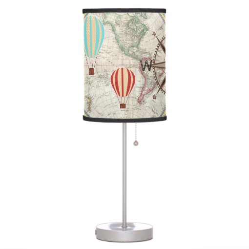World Explorer Map Compass Hot Air Balloons Table Lamp Zazzle