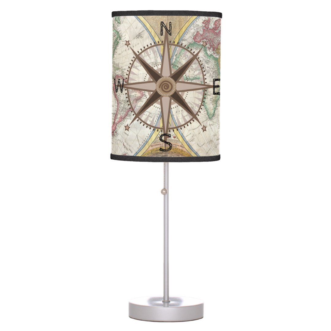 World Explorer Map Compass Hot Air Balloons Table Lamp Zazzle