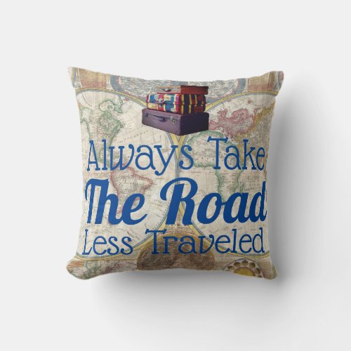 World Explorer Road Less Traveled Throw Pillow