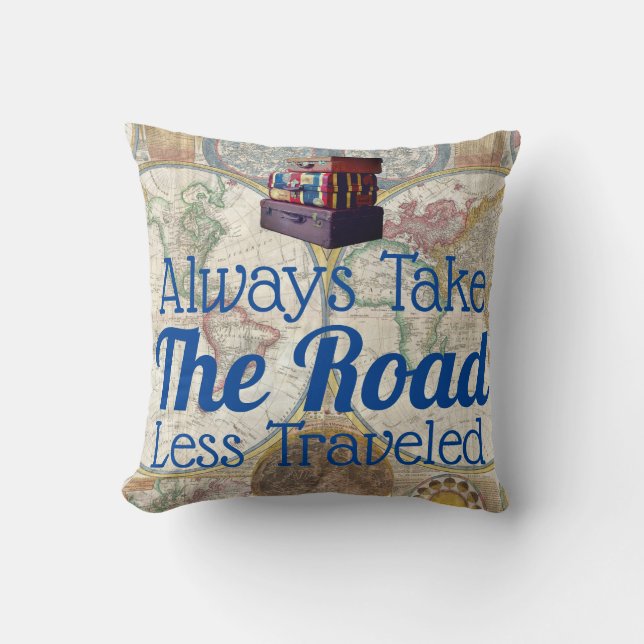 World Explorer Road Less Traveled Throw Pillow (Front)