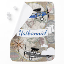 World Explorer Vintage Airplanes - Personalized Baby Blanket World Explorer Vintage Airplanes - Personalized Baby Blanket