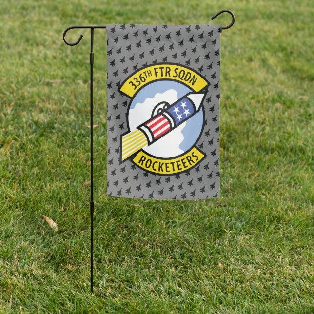 World Famous Rocketeers with Fighter Jet Pattern Garden Flag (In SItu)