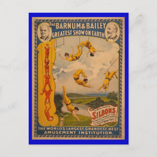 World Famous Silbons Barnum & Bailey Circus Poster Postcard (Front)