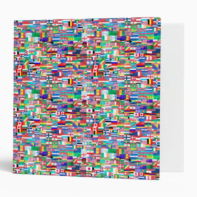 World Flag Collage 3 Ring Binder (Front/Inside)