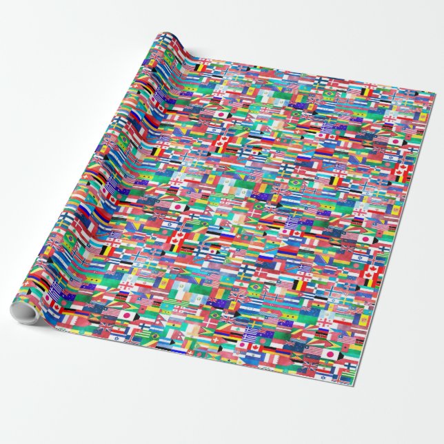 World Flag Collage Wrapping Paper (Unrolled)