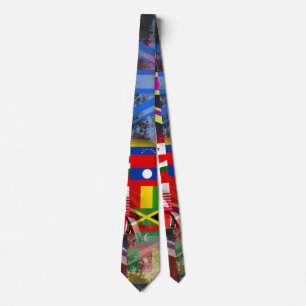 World Flag Distressed Glitch Abstract Collage Neck Tie