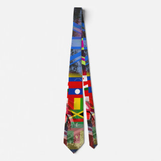 World Flag Distressed Glitch Abstract Collage  Neck Tie
