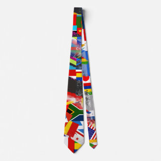 World Flag Global Glitch Abstract Collage  Neck Tie