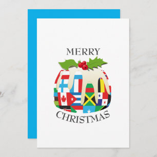 WORLD FLAGS   Christmas Pudding   Festive Holiday Card
