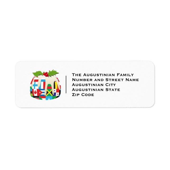 WORLD FLAGS | Christmas Pudding | Festive Holiday Label (Front)