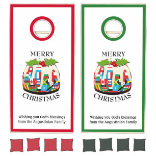 WORLD FLAGS Festive Pudding Christmas Cornhole Set