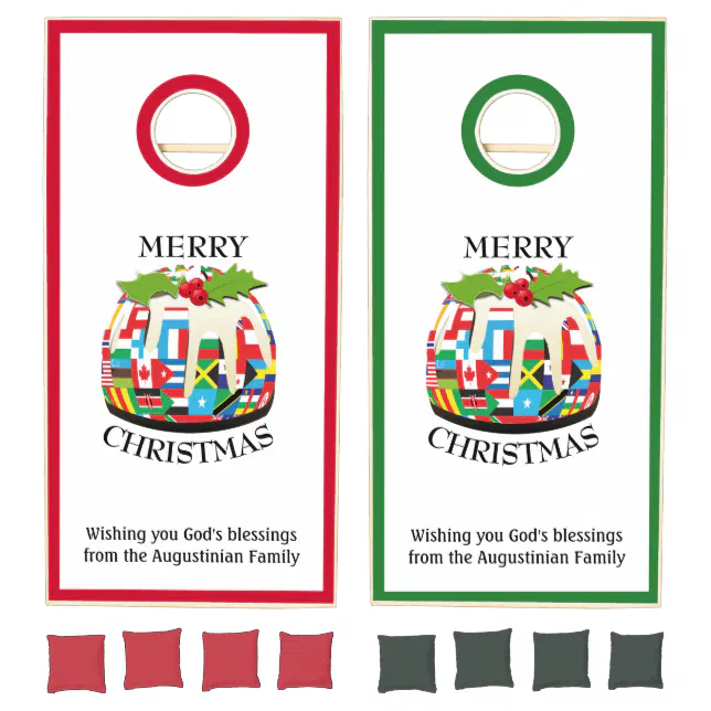 Pudding Flags WORLD FLAGS Festive Pudding Christmas Cornhole Set | Zazzle