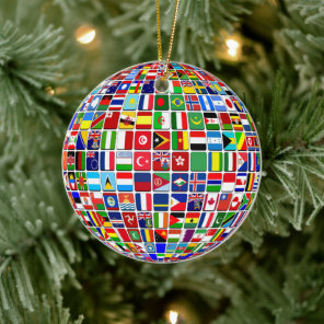 World Flags Globe, International, Ceramic Ornament
