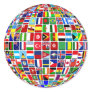 World Flags Globe, International, Classic Round Sticker
