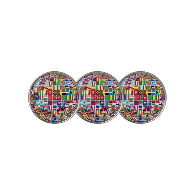 World Flags Globe, International, Golf Ball Marker (3 Up)