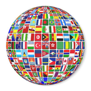 World Flags Globe, International, Magnet
