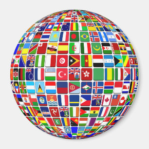 World Flags Globe, International, Magnet