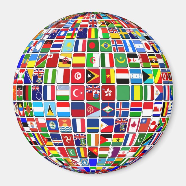 World Flags Globe, International, Magnet (Front)