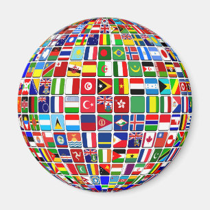 World Flags Globe, International, Magnet