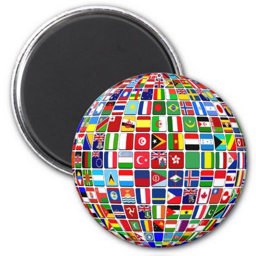 World Flags Globe International Magnet