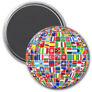 World Flags Globe, International, Magnet