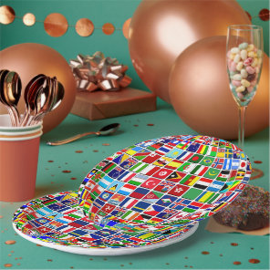 World Flags Globe, International, Paper Plates